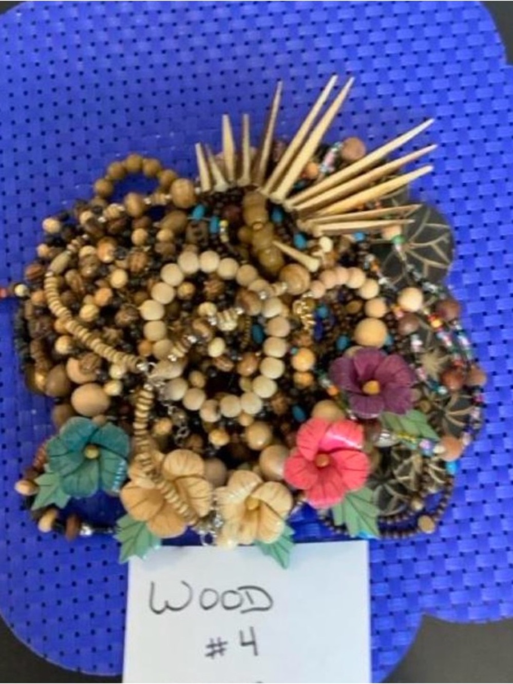 12 pc. Wooden bundle with necklaces and bracelets